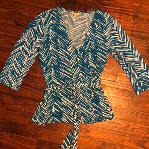 3/4 sleeve wrap blouse